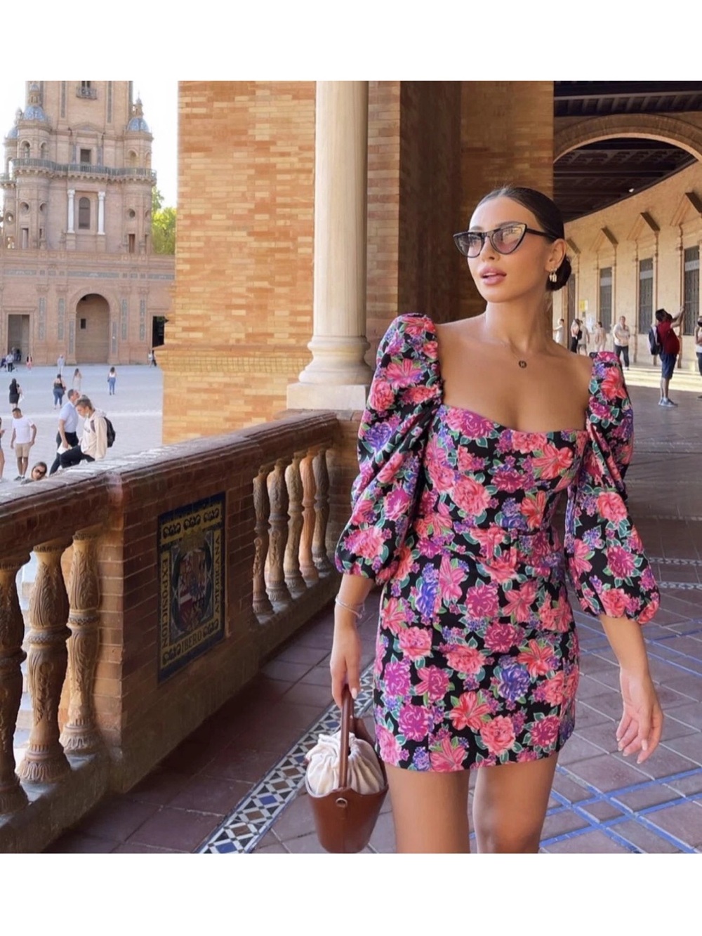 ZARA Woman’s Floral Print Mini Dress,  Blogger Favorite Puff Sleeve,size XS